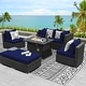 preview thumbnail 94 of 154, FINCATI Outdoor High-back Wicker Patio Sectional Set, 500 lbs Luxury Oversized Conversation Set, Spacious Couch Set