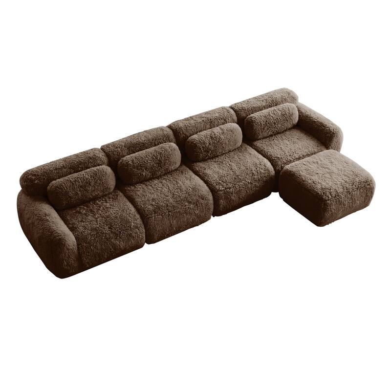 Homy Casa Chocolate Plush Fabric Non-Slip Modular Floor Sofa Sectional