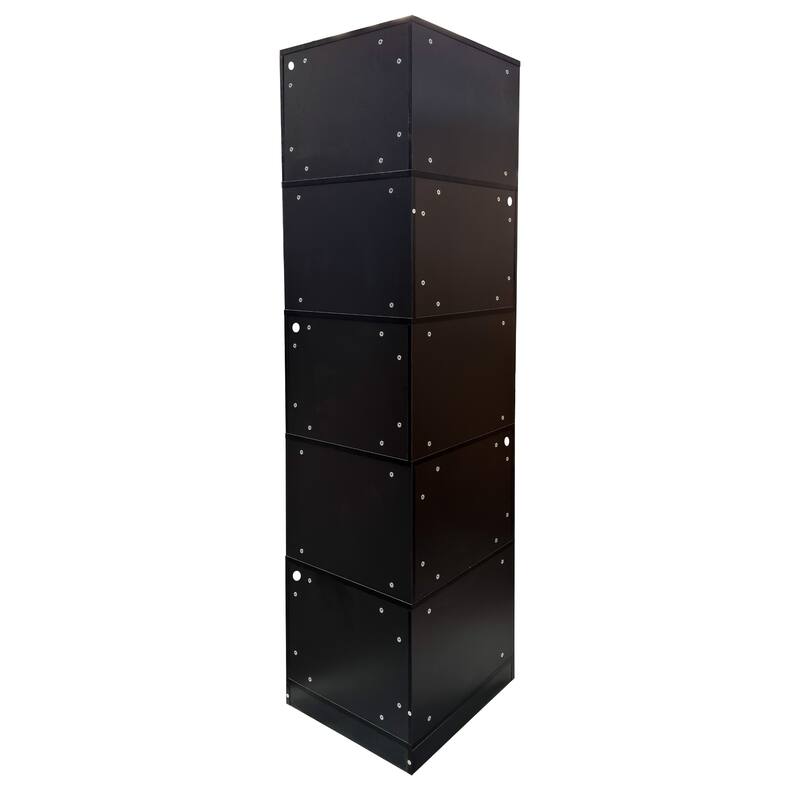 5-Tier Corner Bookshelf with Baffle & LED Lights, L-Shaped Freestanding Display Shelf for Home Office