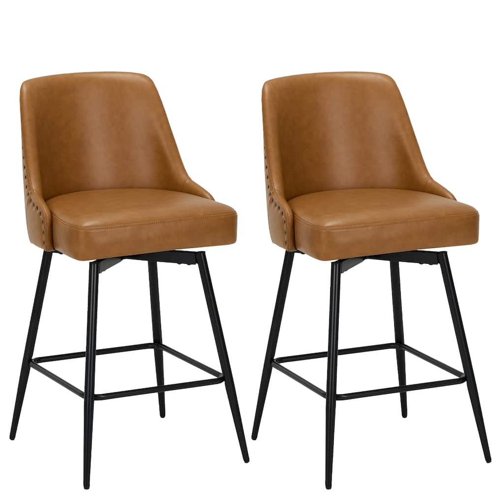 Industrial Swivel Bar Stools(Set of 2/4/6, Adjustable for Counter Height, 360° Spin & Plush Cushioned Seat