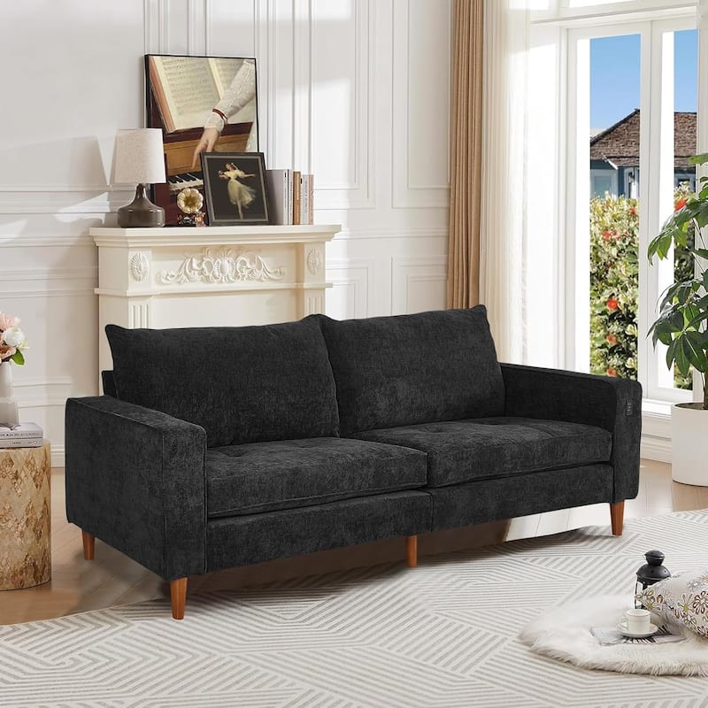 82.68'' Sofa for Living Room, Loveseat Sofa with USB/Type-C Port, Comfy Chenille Love Seat Couch with Removable Cover