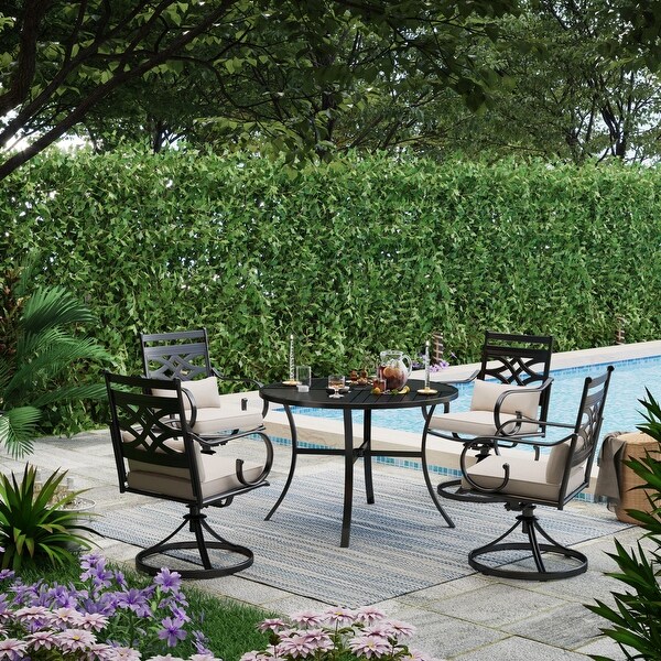 Metal outdoor dining store chairs with cushions