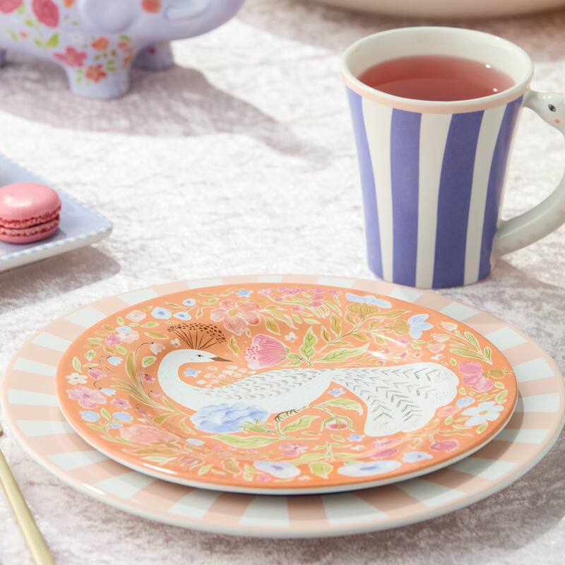 Certified International Menagerie 9" Salad/Dessert Plates, Set of 4 Assorted Designs - 9.00"L x 9.00"W x 1.00"H