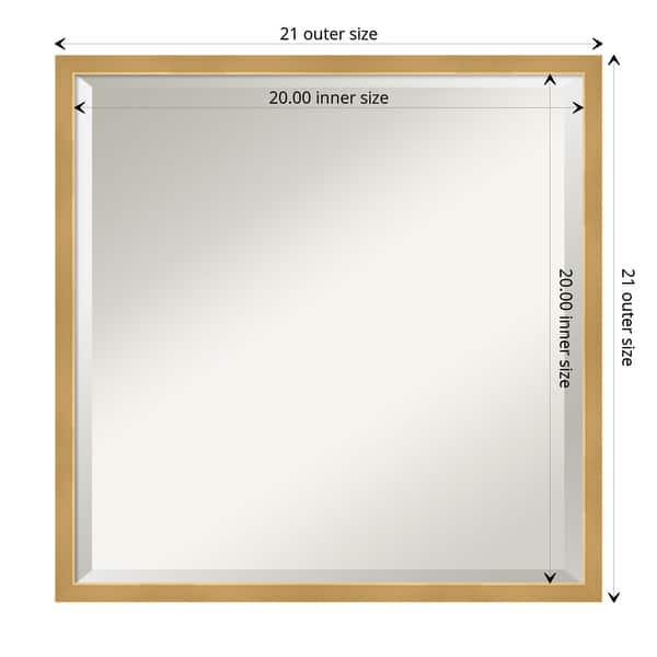 dimension image slide 4 of 5, Beveled Wood Bathroom Wall Mirror - Svelte Polished Gold Frame