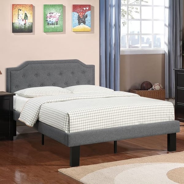 Poundex Platform Button Tufted Twin Bed - Bed Bath & Beyond - 37000912