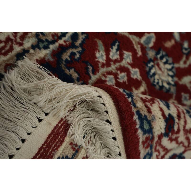 Hand Knotted Oriental 100% Wool Carpet Traditional Floral Red Sarouk Runner Rug - 6' 1'' X 2' 1''