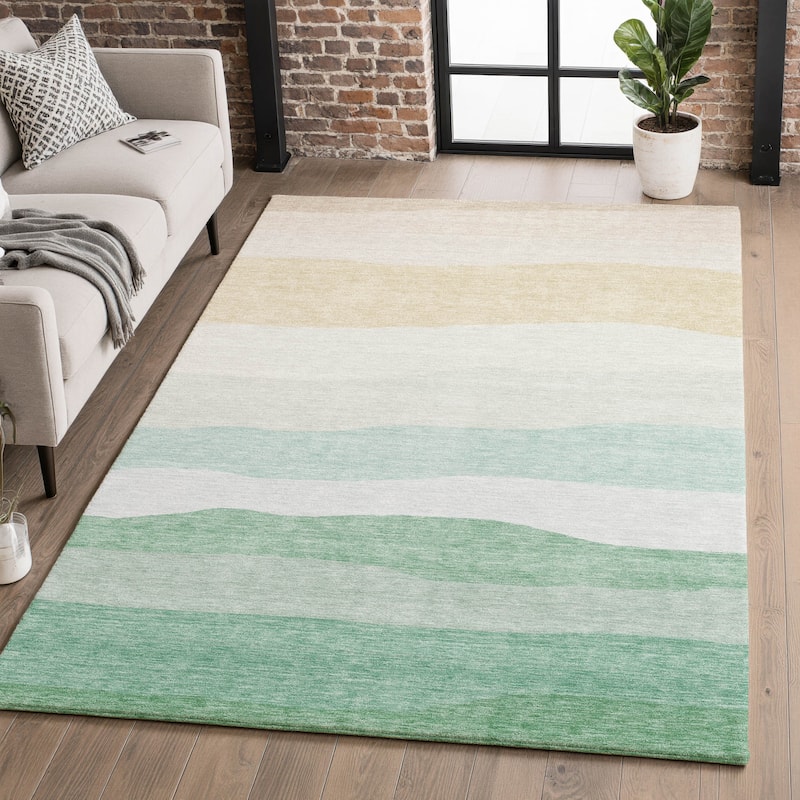 Premium Washable Super Soft Ombre Stripe Mayfield Rug - Teal - 10' x 14'