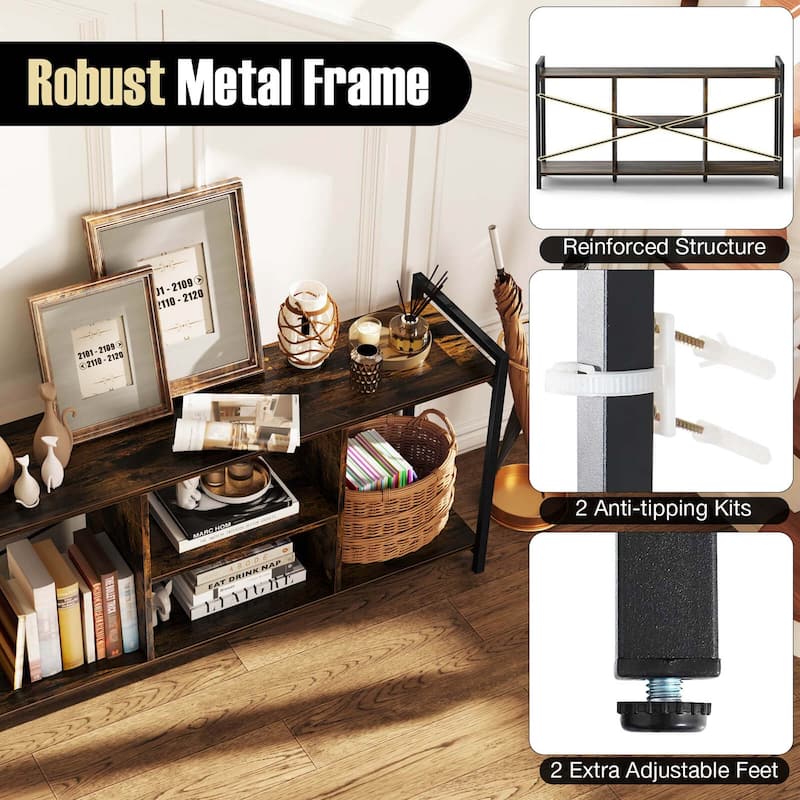 Costway 3-tier TV Stand for 55" TVs with 4 Open Shelves Heavy-duty - See Details