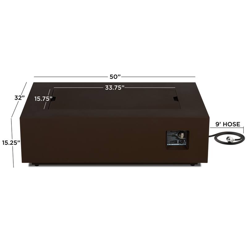 Aegean 50" Rectangle Gas Fire Table in Weathered Slate by Real Flame