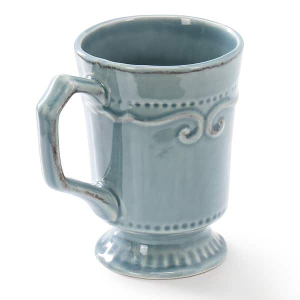 Modern Southern Home Capri 6 Piece 14 Ounce Embossed Ceramic Footed Cup Set  in Blue - Bed Bath & Beyond - 40780697