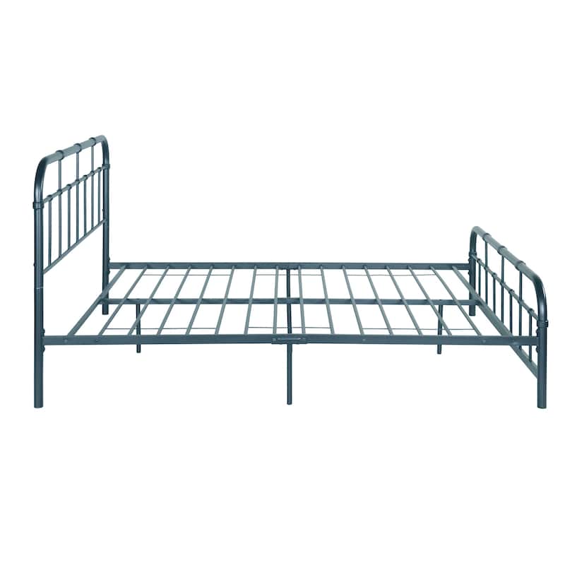 Christopher Knight Home - Aurelio Iron Platform Bed Frame with Rounded Corner Headboard and Footboard