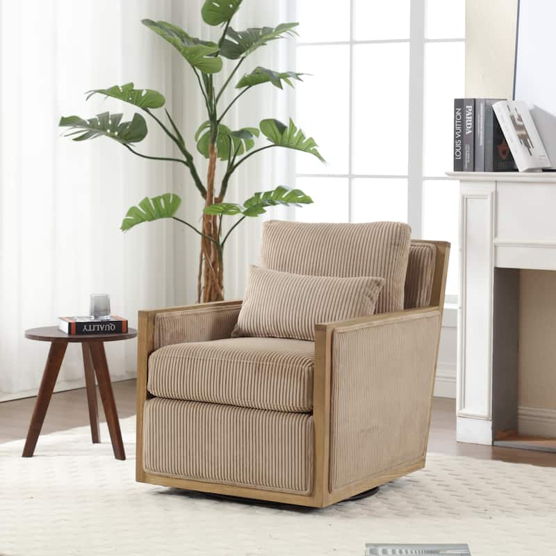 Camel 26.77" Swivel Barrel Chair with Hardwood Frame - Camel
