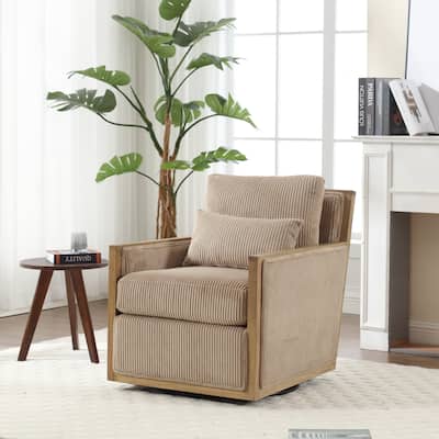Camel 26.77" Swivel Barrel Chair with Hardwood Frame