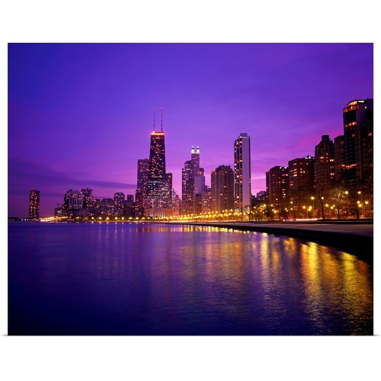 Shop Usa Illinois Chicago Skyline And Lake Michigan Poster Print Overstock 16472703