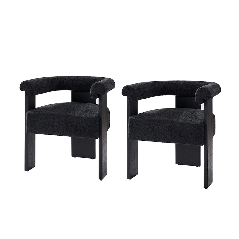 Georg Modern Boucle Dining Chair with Solid Wood Legs Set of 2 by HULALA HOME