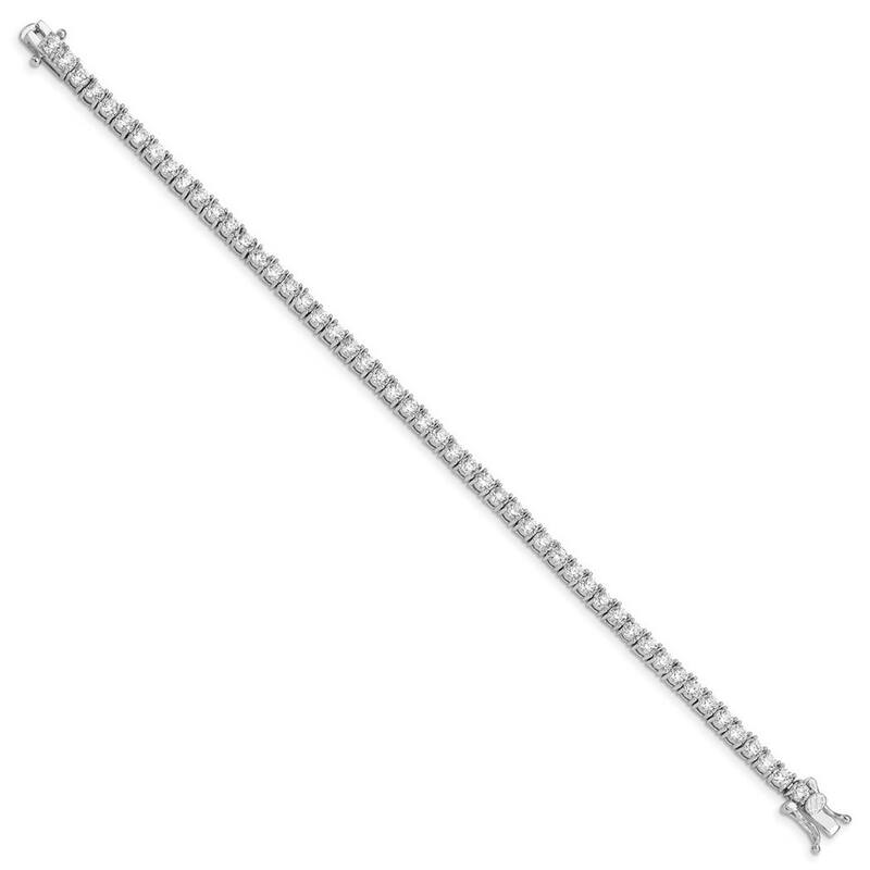 Curata 925 Sterling Silver Solid Polished Open back Reversible Safety clasp Box Catch Closure CZ Cubic Zirconia Simulated