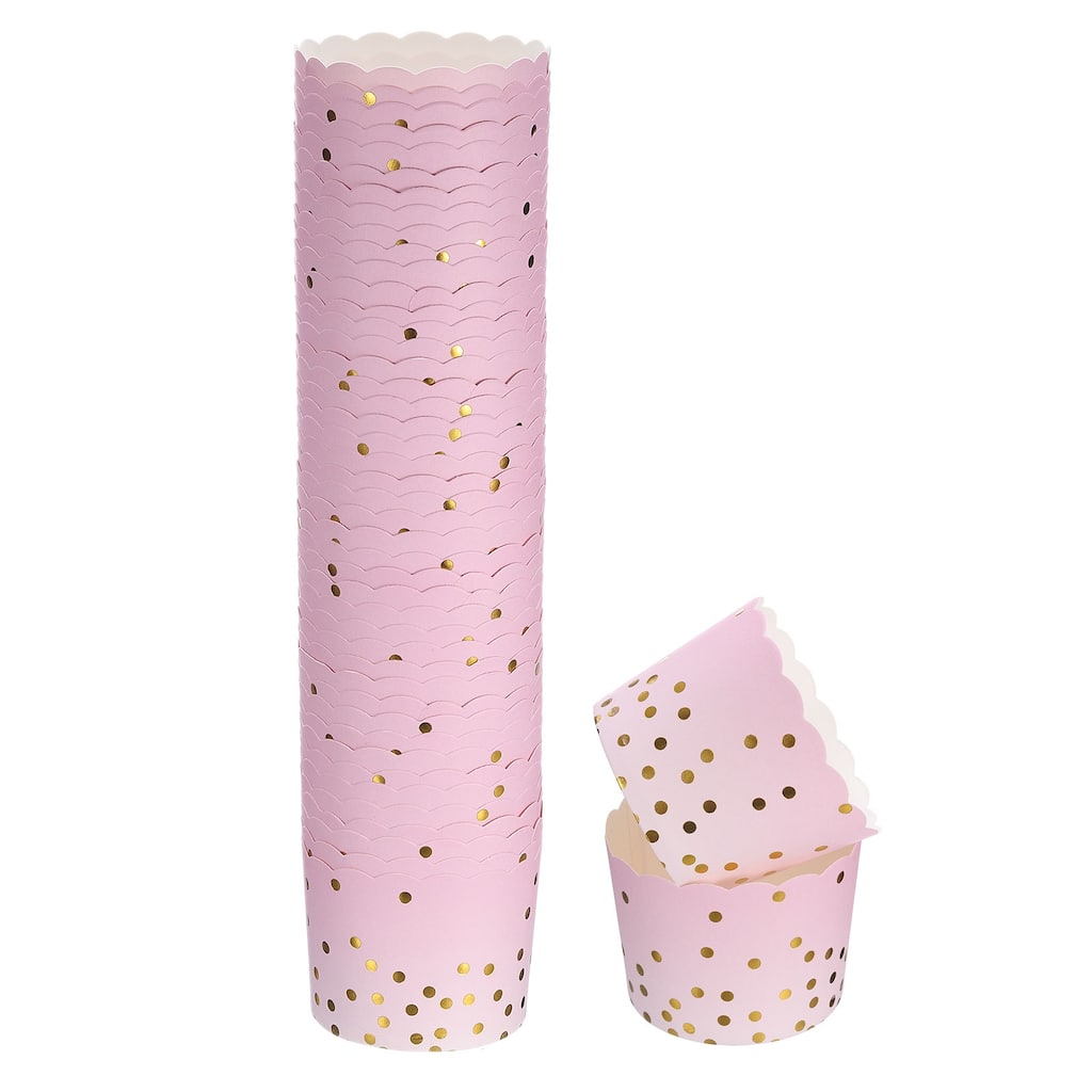 50Pcs Paper Baking Cups 6oz Cupcake Scalloped Muffins Liners