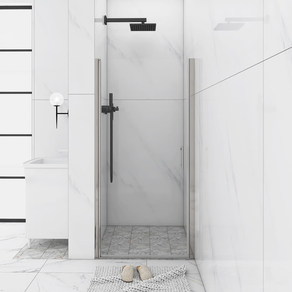 30/32/34/36 Inch Semi-Frameless Pivot Shower Door with Clear Tempered Glass