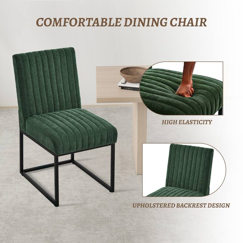 Mid Century Modern Dining Chair with Black Metal Legs