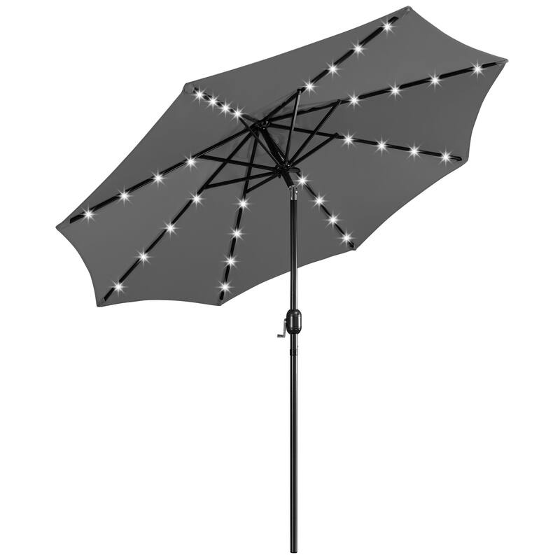Yaheetech 9FT Patio Umbrella with 32 LED Lights Market Umbrella with 8 Ribs