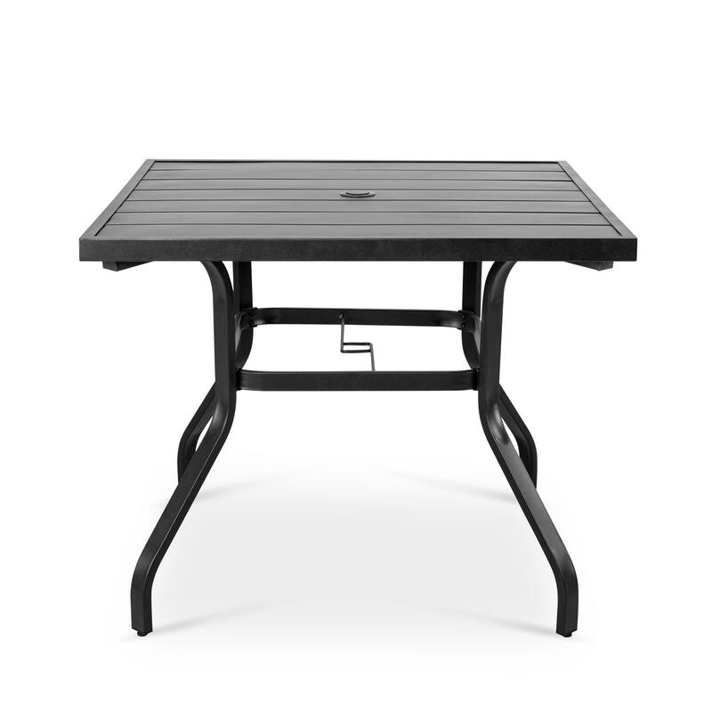 Outdoor 5-Piece Dining Set with Umbrella Hole, Black