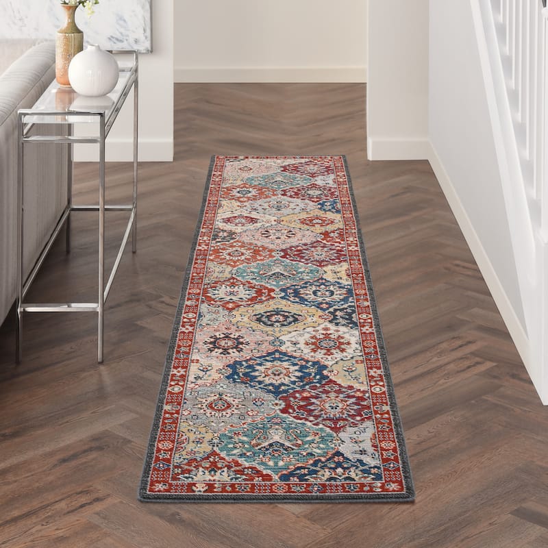 Nourison Parisa Traditional Moroccan Lantern Floral Medallion Area Rug - 2'3" x 10' - Multicolor