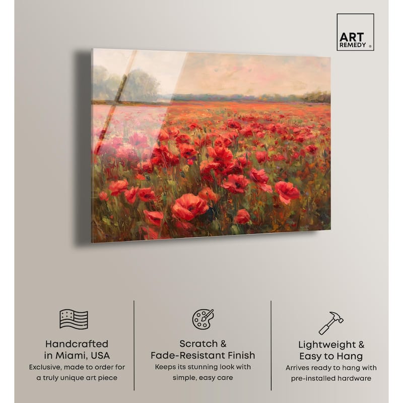 Sea of Red Poppies II Acrylic by Art Remedy, Ready to Hang