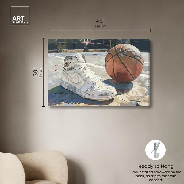 dimension image slide 2 of 6, Washed Out Court Canvas by Art Remedy, Gallery Wrapped