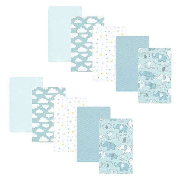 slide 1 of 1, Hudson Baby Infant Boy Cotton Flannel Burp Cloths, Boy New Elephant 10-Pack, One Size - Boy New Elephant 10-Pack - One Size One Size - Boy New Elephant 10-Pack