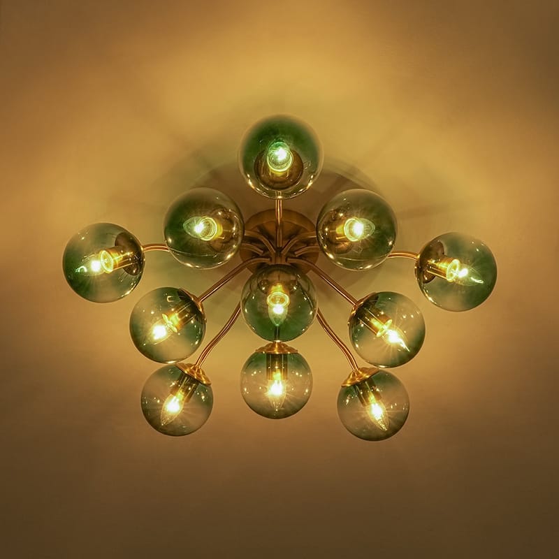 Gradient Blue Glass Globe Sputnik Bubble Ceiling Light 30in Chandelier