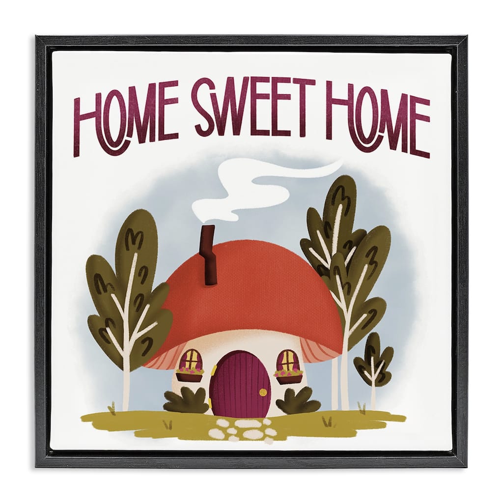Stupell Sweet Home Mushroom Cottage Framed Floater Canvas Wall Art Design By Sarah Hickman