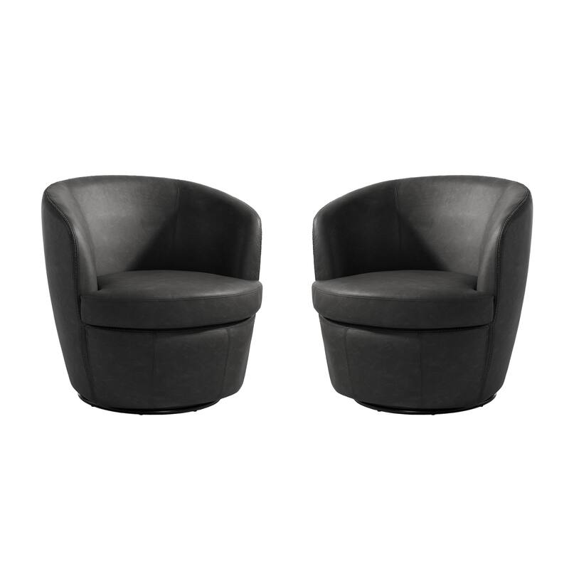 Modern Upholstery Barrel Swivel Chair Faux Leather