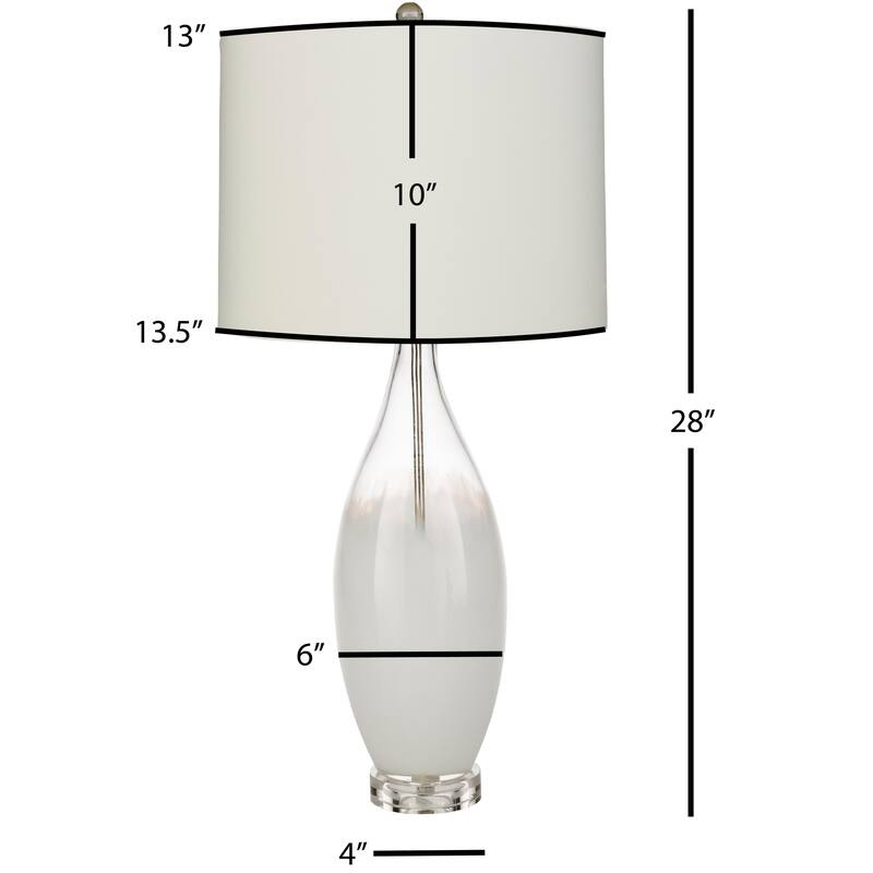 Debi Painted Glass 28-inch Mid-Century Table Lamp - 13.5" x 13.5" x 28" - White