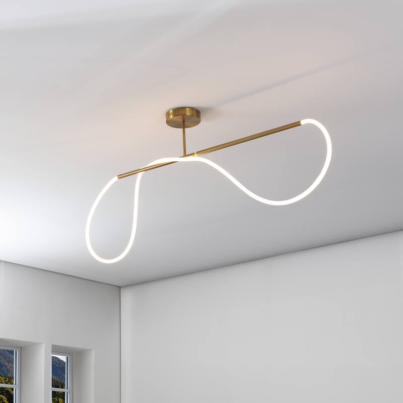 Lisette Contemporary Minimalist 360 Adjustable Silicone Neon Rope Dimmable Linear Integrated LED Flush Mount, by JONATHAN Y