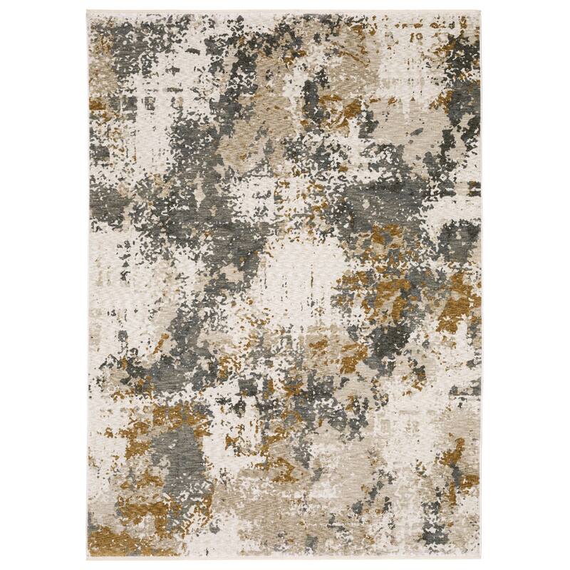 Style Haven Hendrix Mottled Abstract Beige/Grey Fringe Edge Area Rug - 3' 3" x 5' - Runner/Rectangle