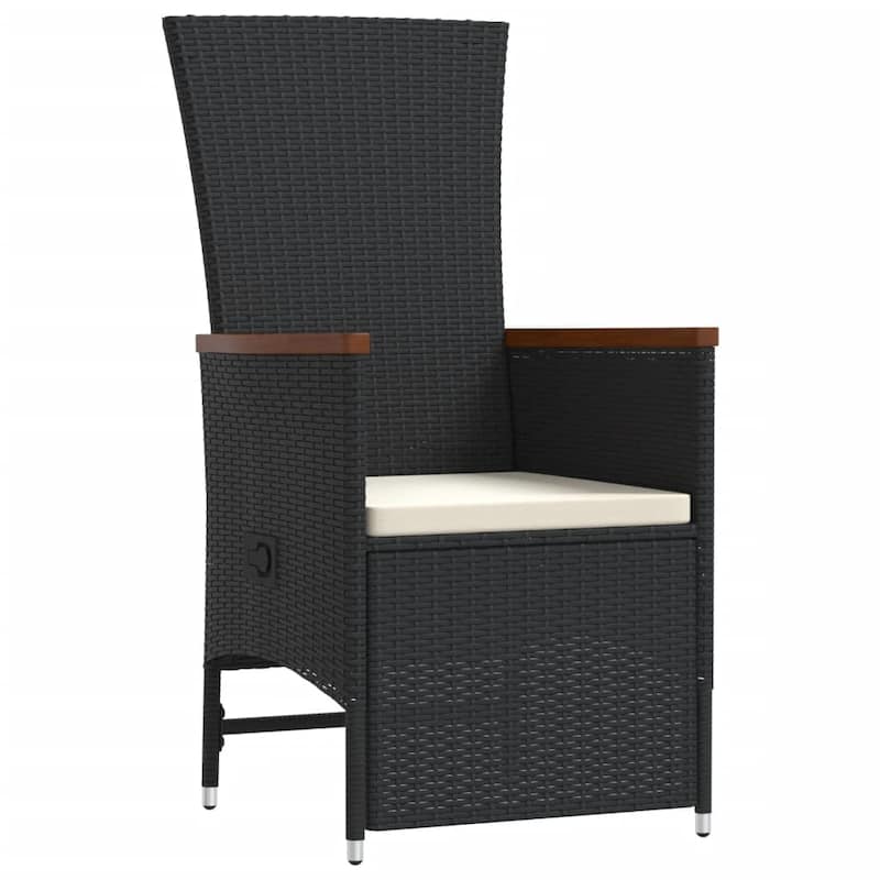 vidaXL Garden Dining Set Black, Cream White PE rattan, Steel, Acacia wood - 35.4 x 94.5 x 29.5