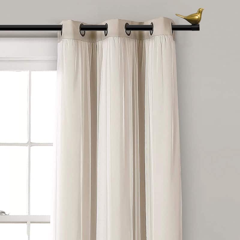 MERIVILLE 3/4" Diameter Farmhouse Single Window Curtain Rod, Bird Finials