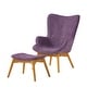 preview thumbnail 20 of 73, Hariata Mid-century Modern Wingback Chair and Ottoman by Christopher Knight Home