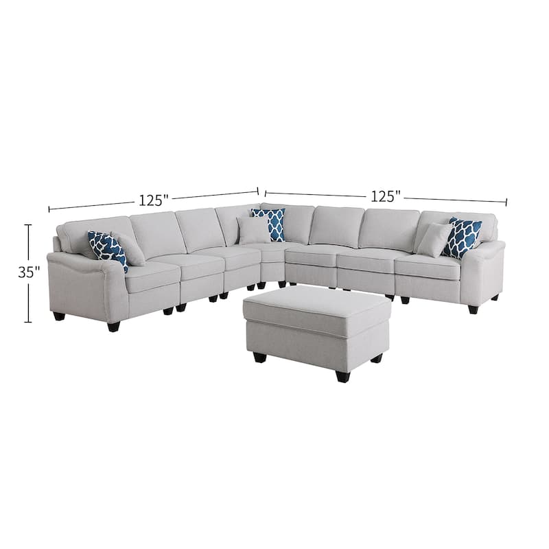 8 Piece Modular L-Shape Sectional Sofa with Ottoman