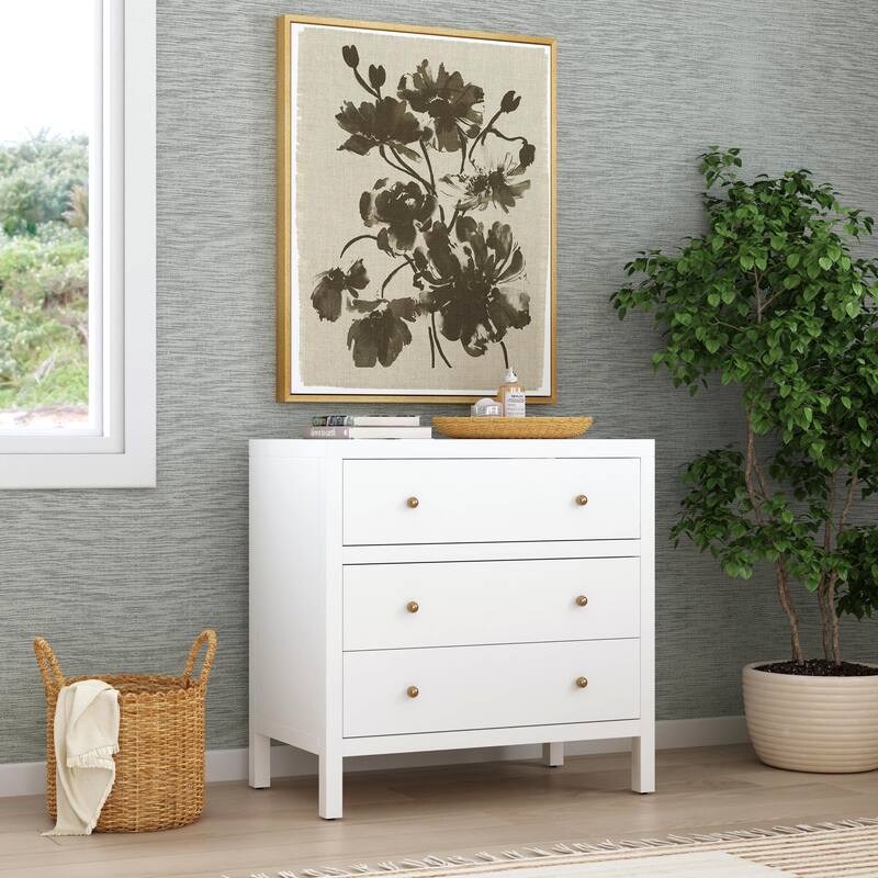 Nora 3-Drawer Wood Dresser - Smooth White