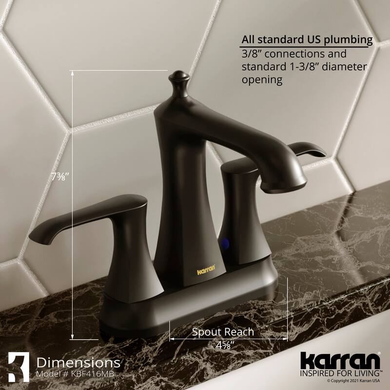 Karran Woodburn Two-Hole 2-Handle Bathroom Faucet with Matching Pop-Up Drain