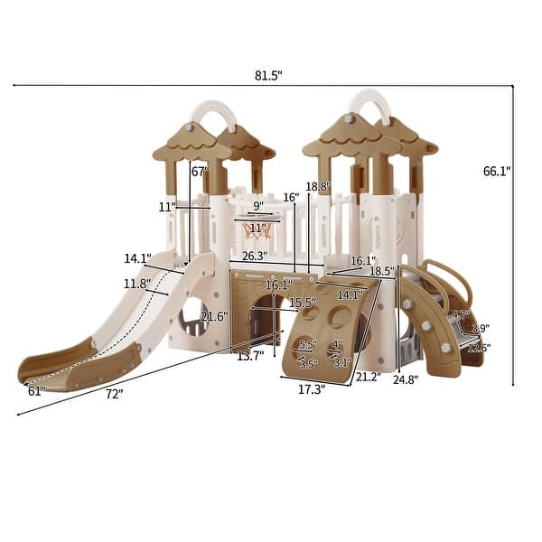8-1 Toddler Climber and Slide Set,Kids Slide for Toddlers Age 1+, Kids Playground Climber Freestanding Slide Playset - Brown