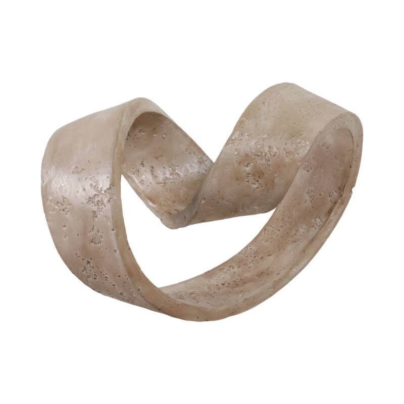 Resin Decorative Object Spiral Ribbon Design Modern Accent - 7" Tan - 11.5" x 6.5" x 7"