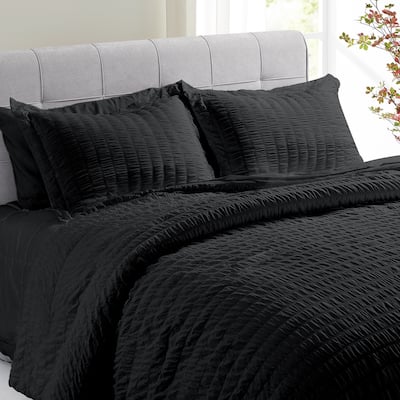 7-piece Seersucker Bedding Set, Comfortable and Durable Bed in a Bag