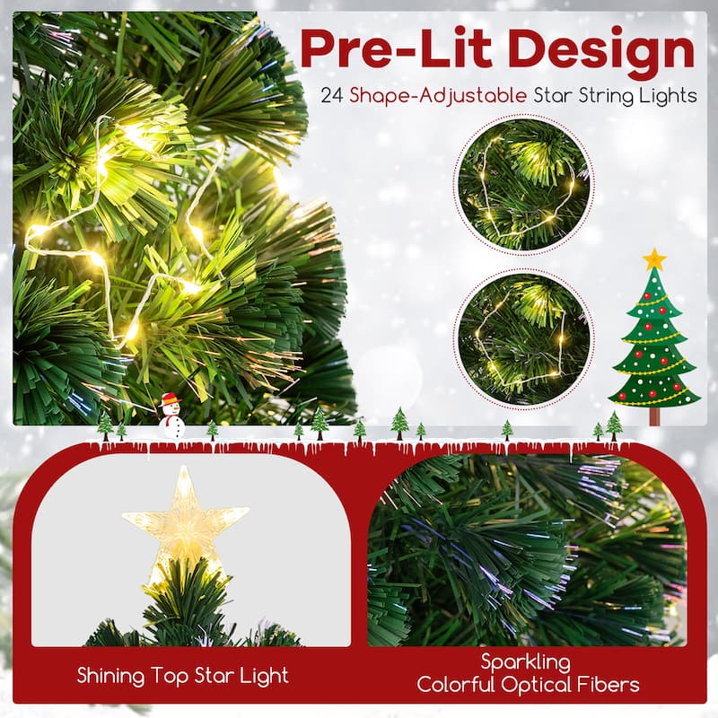 Gymax 4/5/6/7 FT Artificial Xmas Tree w/ 270 Branch Tips 509 Warm