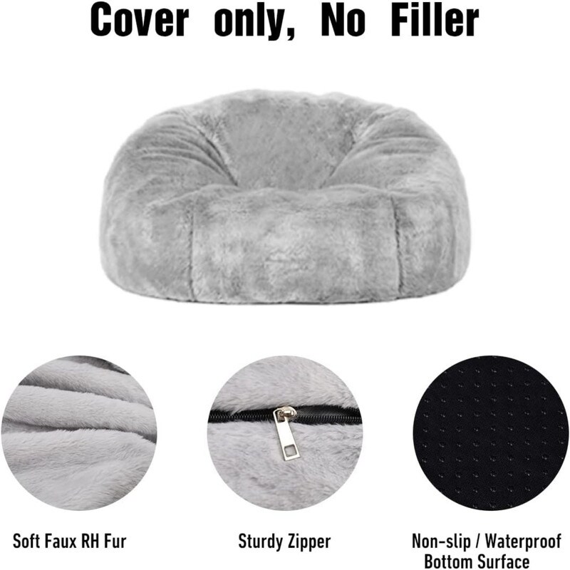 Giant Bean Bag Chair Cover (Cover Only No Filler) - Grey