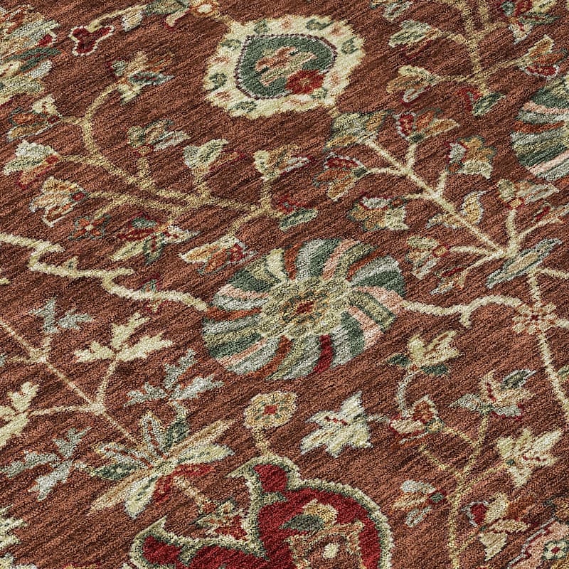 Machine Washable Indoor/ Outdoor Traditional Kashan Chantille Rug