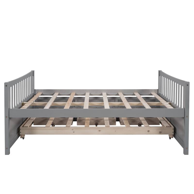 Wooden Daybed with Trundle, Drawers & Headboard
