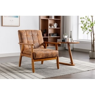 Leisure Chair with Solid Wood Armrest and Feet, Mid-Century Modern ...