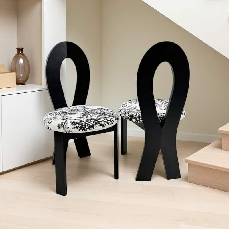 Upholstered Dining Chairs Set of 2, Modern Side Chairs with Round Seats and Backs, Solid Wood Frame Chairs for Home